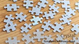  Presentation with puzzle pieces - PPT theme featuring jigsaw-puzzle-pieces-scatteres-around background and a coral colored foreground