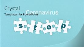  Presentation with puzzle pieces - Colorful PPT theme enhanced with jigsaw-puzzle-pieces-stop-coronavirus backdrop and a arctic colored foreground