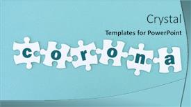  Presentation with blue puzzle pieces - PPT theme consisting of jigsaw-puzzle-pieces-with-corona background and a light blue colored foreground