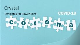  Presentation with blue puzzle pieces - Colorful PPT theme enhanced with jigsaw-puzzle-pieces-with-corona backdrop and a arctic colored foreground