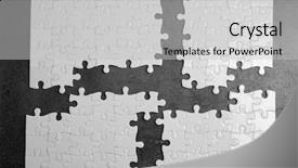  Presentation with parts - Colorful PPT layouts enhanced with jigsaw puzzle with missing piece backdrop and a light gray colored foreground