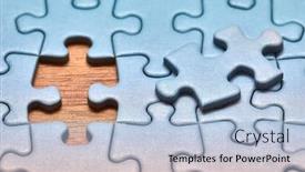  Presentation with complete puzzle - Cool new slide deck with jigsaw-puzzle-with-one-piece backdrop and a light blue colored foreground