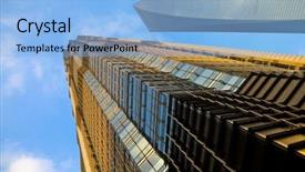  Presentation with financial center - Colorful presentation theme enhanced with jin mao tower shanghai world backdrop and a light blue colored foreground