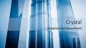  Presentation with financial center - Colorful PPT theme enhanced with jin mao tower tallest buildings backdrop and a light blue colored foreground