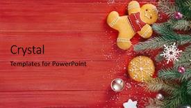  Presentation with cookies christmas - Slide deck featuring jingle - composition of tasty gingerbread cookies background and a red colored foreground