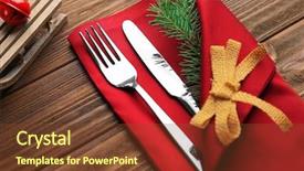  Presentation with christmas dinner - Theme with jingle - table setting for christmas dinner background and a tawny brown colored foreground