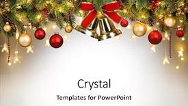  Presentation with christmas tree - Beautiful presentation theme featuring ornamental trees - closeup of christmas tree decorations backdrop and a white colored foreground