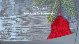  Presentation with jingle - Presentation enhanced with jingle bell on wood background background and a gray colored foreground