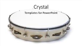  Presentation with tambourine - Amazing PPT theme having jingle bell rock - one white tambourine isolated backdrop and a white colored foreground