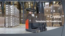  Presentation with driving - Audience pleasing presentation consisting of jit - reach truck driving around cartboard backdrop and a violet colored foreground