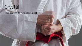  Presentation with kimono - Presentation design consisting of jiu jitsu - cropped image of sportsman dressed background and a light gray colored foreground