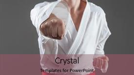  Presentation with jiu jitsu - Cool new slide deck with jiu jitsu - cropped photo of handsome sportsman backdrop and a violet colored foreground