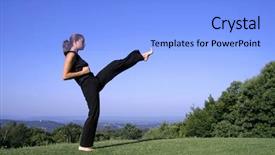  Presentation with self defense - Presentation theme consisting of jiu jitsu - front kick - attractive young background and a light blue colored foreground