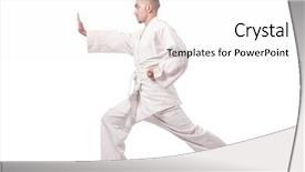  Presentation with martial arts - Amazing PPT theme having jiu jitsu - karate martial arts fighter backdrop and a white colored foreground