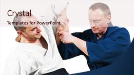  Presentation with fighters - PPT layouts having jiu jitsu - two jujitsu fighters sportsmen background and a lemonade colored foreground