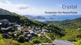  Presentation with taiwan - PPT layouts with jiufen-village-on-the-mountain background and a light blue colored foreground