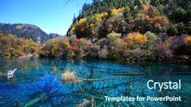  Presentation with forest - PPT theme featuring jiuzhaigou - autumn forest and lake background and a ocean colored foreground