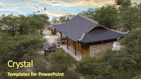  Presentation with indo china history maps - Beautiful presentation theme featuring jiuzhaigou - huanglong scenic and historic interest backdrop and a tawny brown colored foreground