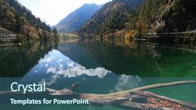  Presentation with scenic - Theme having jiuzhaigou - scenic view of lake background and a ocean colored foreground