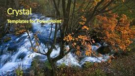  Presentation with waterfalls - Audience pleasing slides consisting of jiuzhaigou - waterfalls and autumn trees backdrop and a tawny brown colored foreground