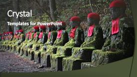  Presentation with ancient japan - PPT layouts consisting of jizo statues in nikko japan background and a dark gray colored foreground
