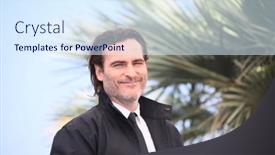  Presentation with phoenix - Slides having joaquin-phoenix-attends background and a sky blue colored foreground