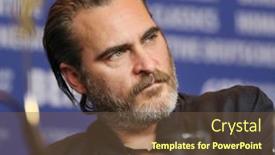  Presentation with phoenix - Presentation design consisting of joaquin-phoenix-is-seen background and a tawny brown colored foreground