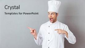  Presentation with young grey maine coon cat - Beautiful PPT layouts featuring job advancement - photo of handsome young cook backdrop and a  colored foreground