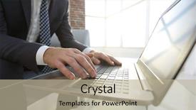  Presentation with successful - Presentation theme featuring job advancement - portrait of successful businessman working background and a mint green colored foreground