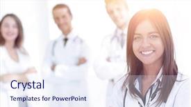  Presentation with successful - Amazing theme having job analysis - closeup successful woman doctor backdrop and a sky blue colored foreground