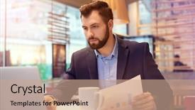  Presentation with network marketing for health insurance - Beautiful slides featuring job analysis - handsome marketing manager working backdrop and a coral colored foreground