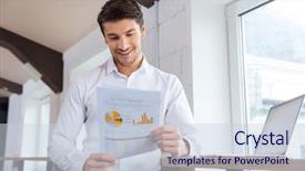  Presentation with working - Colorful PPT layouts enhanced with job analysis - handsome young smiling businessman working backdrop and a lemonade colored foreground