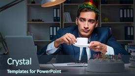  Presentation with celebrate office success - PPT layouts featuring job anniversary - man celebrating birthday background and a ocean colored foreground