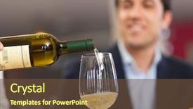  Presentation with waiter - Colorful presentation theme enhanced with job anniversary - waiter pouring red wine backdrop and a tawny brown colored foreground