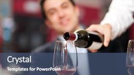  Presentation with white wine and red - Amazing PPT theme having job anniversary - waiter pouring red wine backdrop and a ocean colored foreground