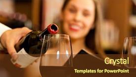  Presentation with waiter - Theme consisting of job anniversary - waiter pouring red wine background and a tawny brown colored foreground