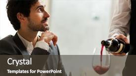  Presentation with waiter - Presentation theme having job anniversary - waiter pouring red wine background and a tawny brown colored foreground