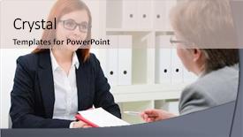  Presentation with 30 60 90 job interview - Slide set enhanced with job applicant having an interview background and a lemonade colored foreground