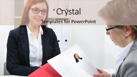  Presentation with job interview - Colorful presentation design enhanced with job applicant having an interview backdrop and a soft green colored foreground