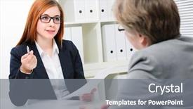  Presentation with job interview - Beautiful presentation theme featuring job applicant having an interview backdrop and a gray colored foreground