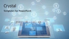  Presentation with computer network - PPT layouts consisting of job application - business people social network background and a light blue colored foreground