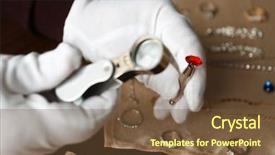  Presentation with workshop - PPT layouts with job appraisal - jeweler working in workshop closeup background and a tawny brown colored foreground