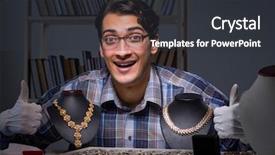  Presentation with young students working in groups - Colorful slides enhanced with job appraisal - young male jeweller working backdrop and a  colored foreground