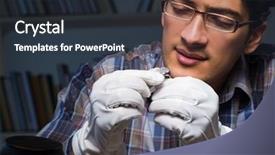  Presentation with night tapas - Colorful theme enhanced with job appraisal - young male jeweller working backdrop and a  colored foreground