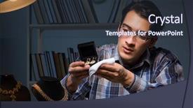  Presentation with young students working in groups - PPT layouts enhanced with job appraisal - young male jeweller working background and a  colored foreground