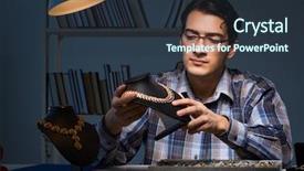  Presentation with harlem night - Audience pleasing presentation design consisting of job appraisal - young male jeweller working backdrop and a tawny brown colored foreground