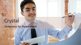  Presentation with whiteboard - Colorful PPT theme enhanced with whiteboard with highlighter during presentation backdrop and a soft green colored foreground