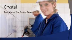  Presentation with electricians - Audience pleasing PPT theme consisting of business man pointing the text new life backdrop and a light gray colored foreground