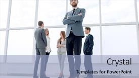  Presentation with successful - PPT layouts with job attitude - bottom view successful businessman standing background and a  colored foreground