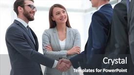  Presentation with shaking hands - Theme enhanced with job attitude - business partners shaking hands background and a dark gray colored foreground